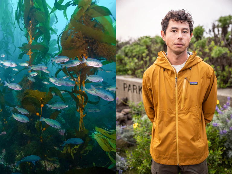 Activist in yellow Patagonia jacket standing with conviction
